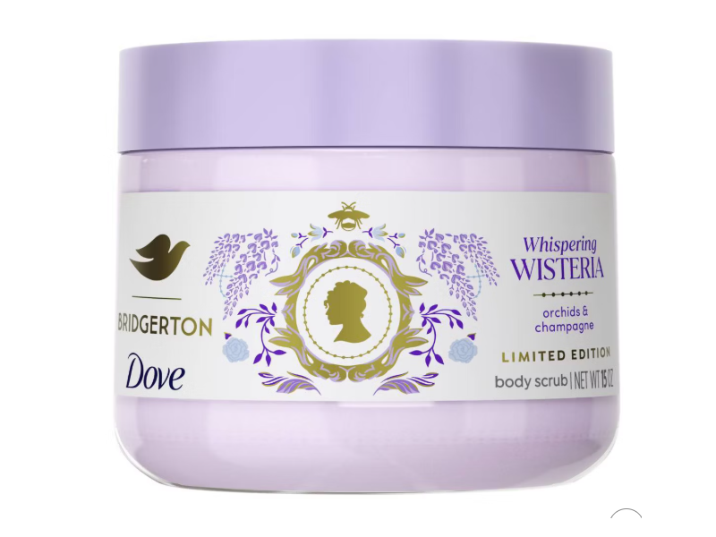 Dove Bridgerton Body Scrub, Whispering Wisteria, Orchids & Champagne, 15 oz