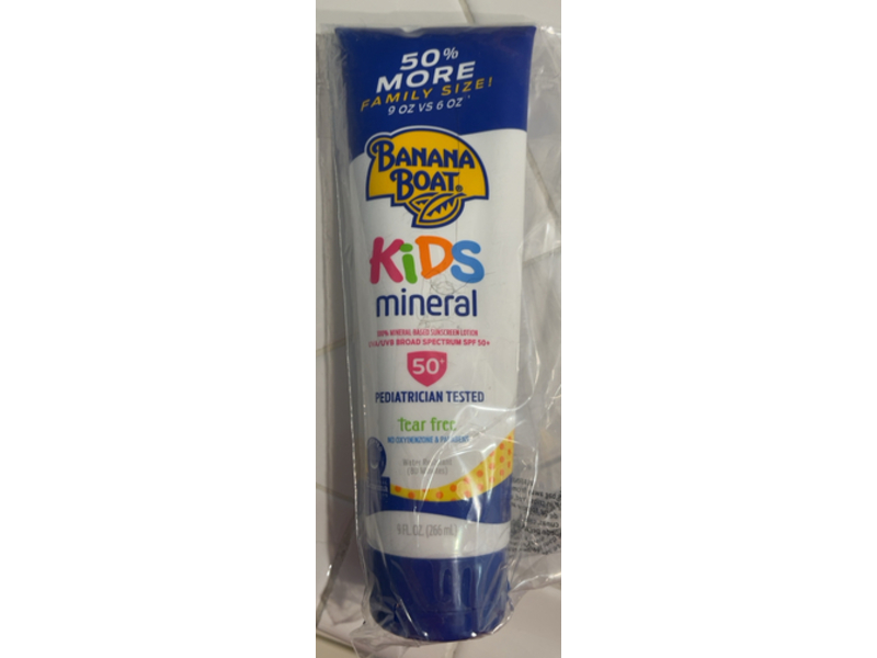 Banana Boat Kids Mineral Sunscreen Lotion, SPF 50+, 9 fl oz/266 mL