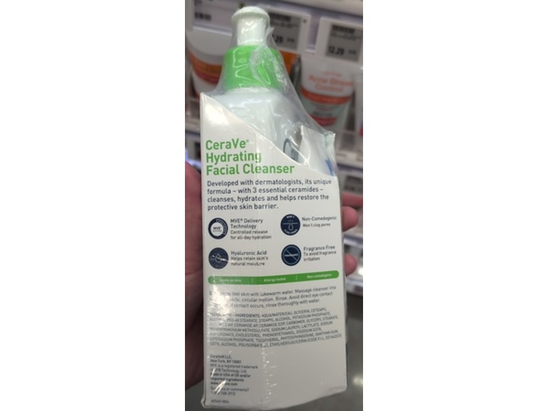 Cerave Hydrating Facial Cleanser, Normal To Dry Skin,, 12 fl oz/355 mL
