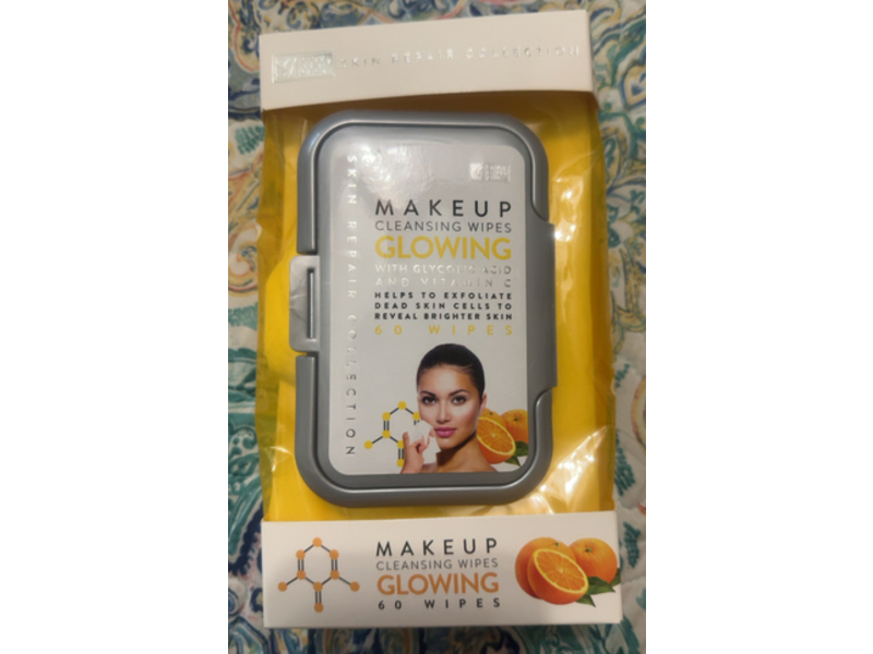 Global Beauty Care Glowing Make Up Cleansing Wipes, Glycolic Acid & Vitamin C, 60 Count
