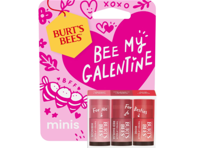 Burt's Bees Bee My Galentine Mini Tinted Lip Balm, Hibiscus, Red Dahlia & Rose, 0.049 oz/1.38 g