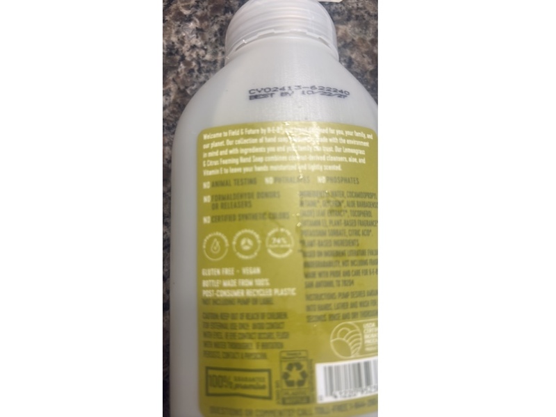Heb Field & Future Foaming Hand Soap, Lemongrass & Citrus Scent, 10 fl oz/295 mL