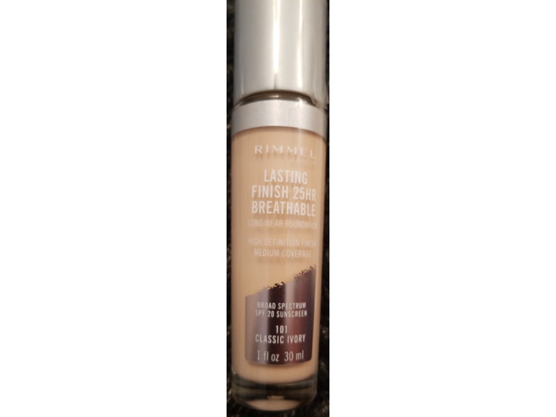 Rimmel Lasting Finish Breathable Foundation, Classic Ivory, 1 fl oz/30 mL