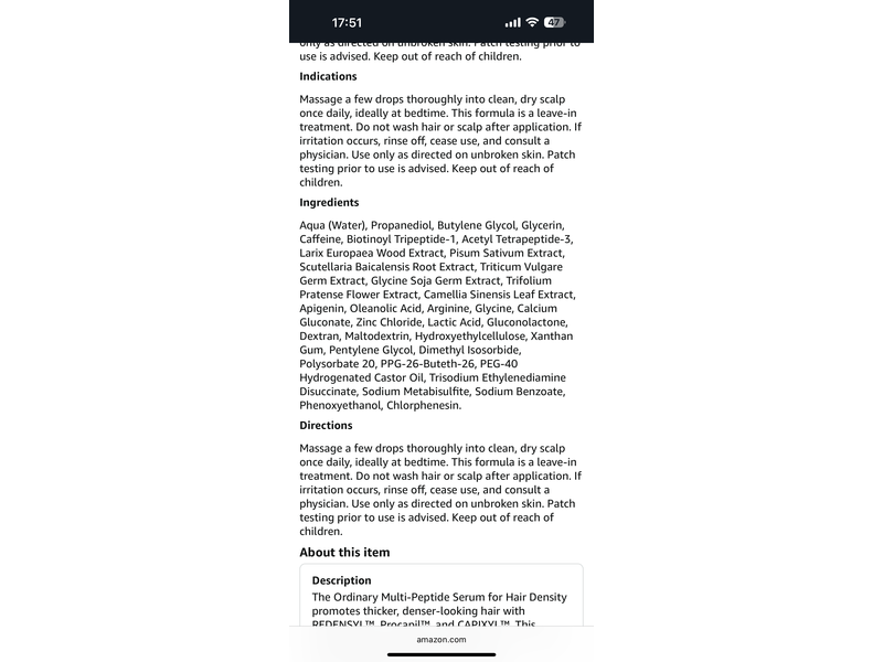 The Ordinary Hair Care Multi-Peptide Serum, 2 fl oz/60 mL