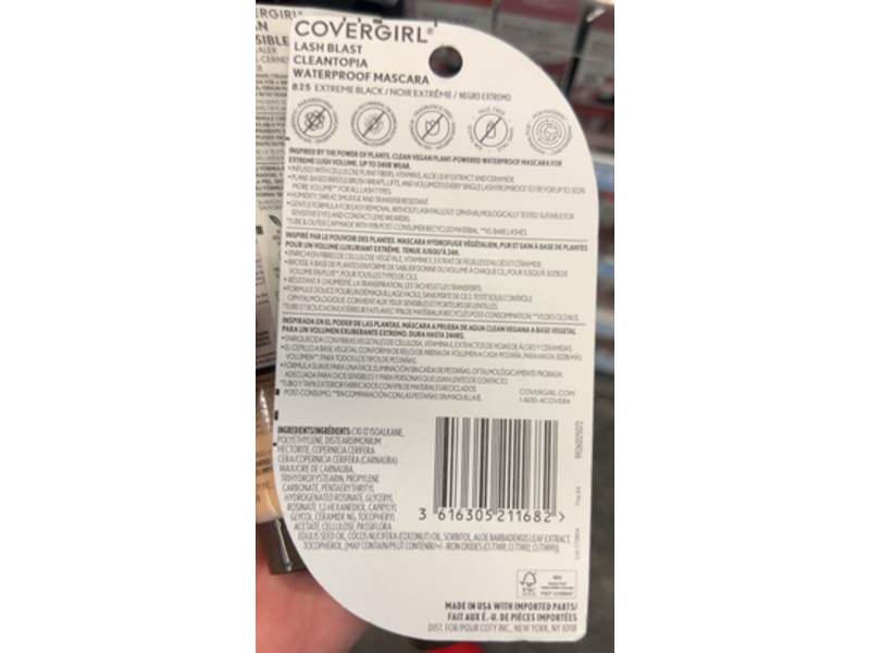 Covergirl Lash Blast Cleantopia Waterproof Mascara, 825 Extreme Black, 0.32 fl oz/9.5 mL