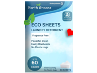 Earth Greenz Eco Sheets Laundry Detergent, Fragrance Free, 60 Loads, 30 Sheets - thumbnail 1