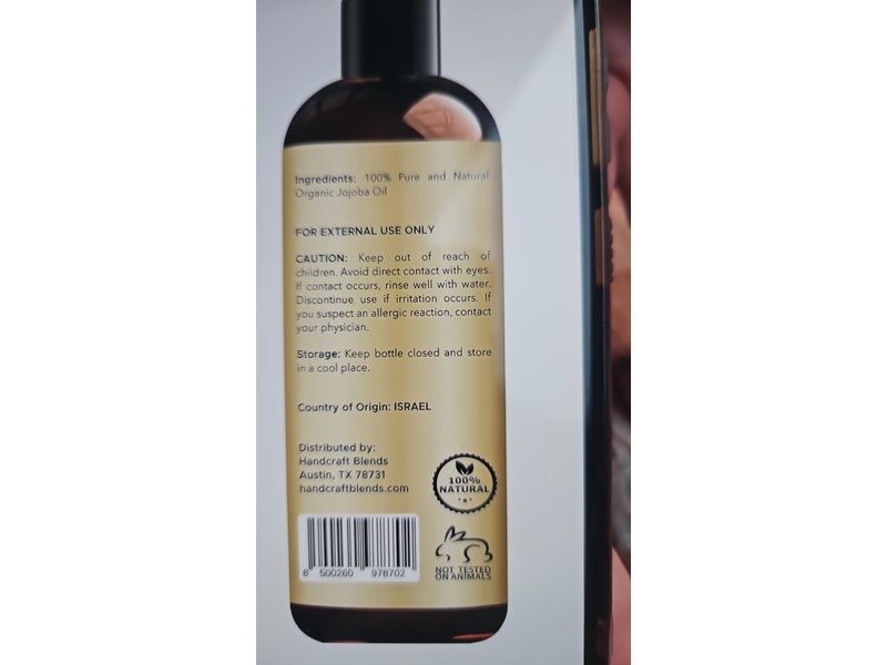 Handcraft Blends Organic Jojoba Oil, 8 fl oz/236 mL