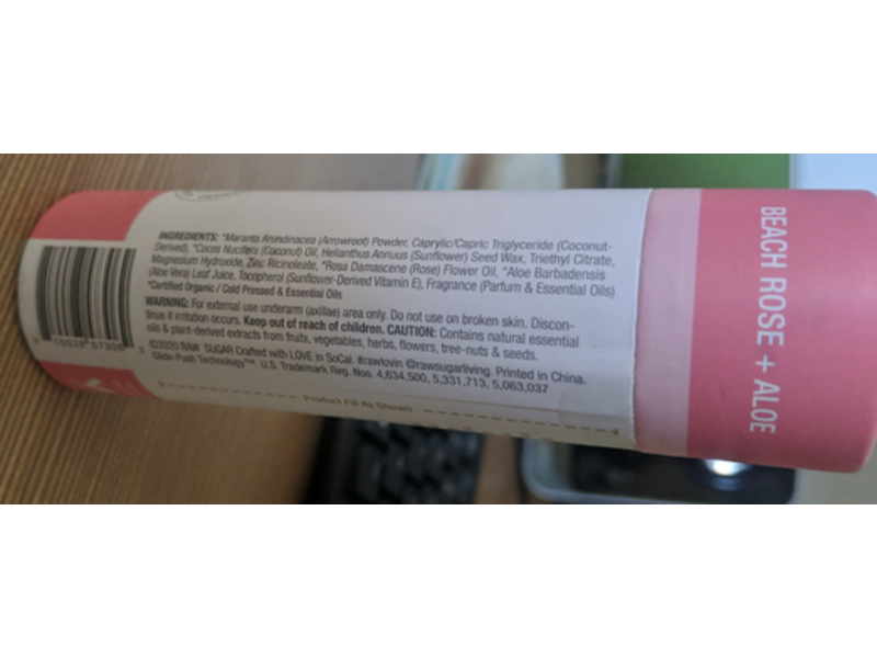 Raw Sugar Deodorant, Beach Rose + Aloe, 2 oz/56 g