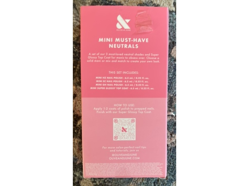 Olive & June Mini Must-Have Neutrals Nail Polish Set, 0.22 fl oz/6.5 mL, 4 Count