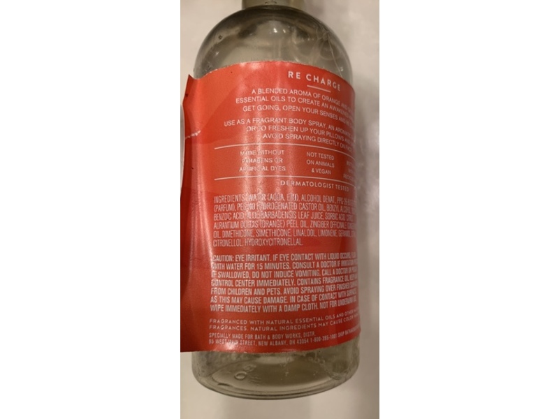 Bath & Body Works Aroma Oil Mist, Recharge, 5.3 fl oz/156 mL