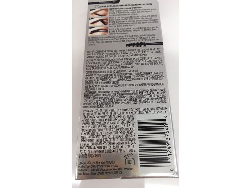 L'Oreal Paris Unbelieva Brow Gel, Brunette, 0.15 fl oz/4.5 mL