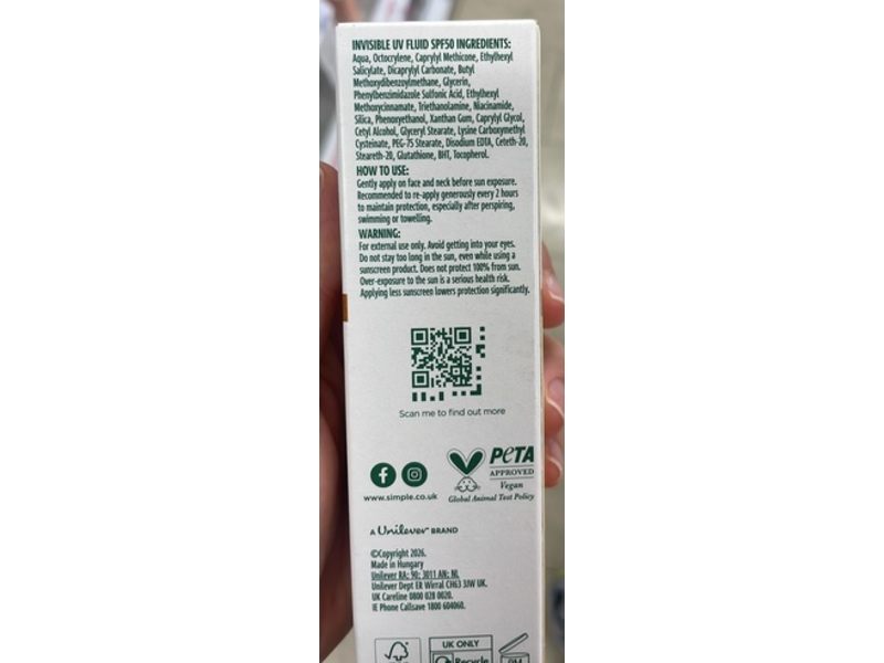 SImple Invisible UV Fluid, SPF 50, 40 mL