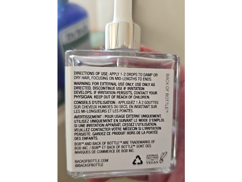 Bob Hi-Hydrating Moisturizing Oil, Avocado Oil & Argan Oil, 2.5 fl oz/75 mL