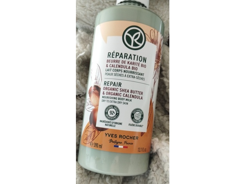 Yues Rocher Repair Nourishing Body Milk, Organic Shea Butter + Calendula, 13.1 fl oz/390 mL
