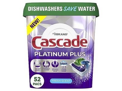 Cascade Platinum Plus Dishwasher Pod, Fresh, 52 Loads
