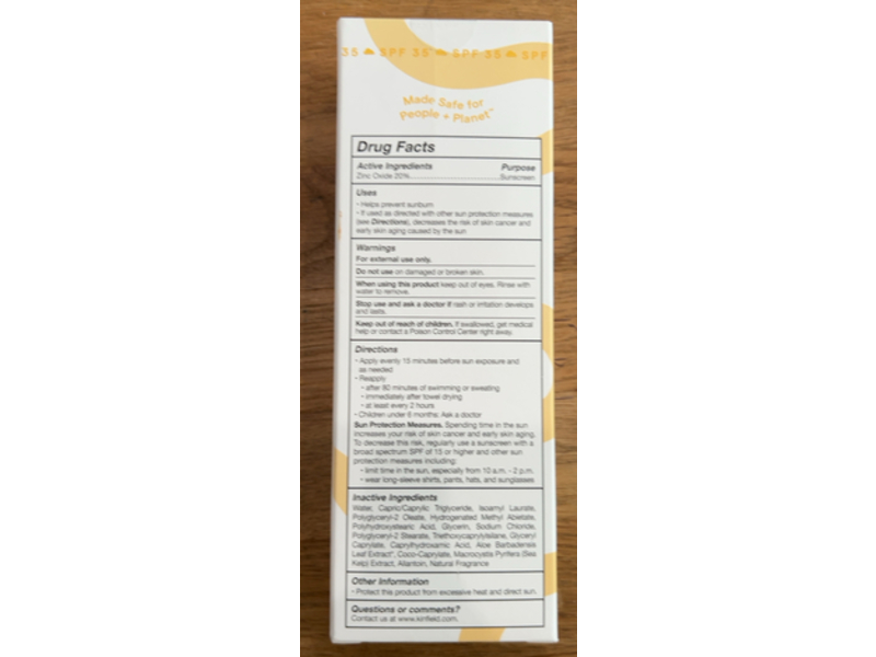 Kinfield Cloud Cover Mineral Body Sunscreen, SPF 35, 4 oz/114 g