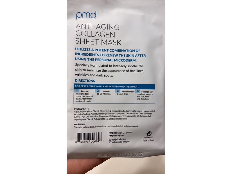 Pmd Recovery Anti-Aging Collagen Sheet Mask, 0.85 oz/25 mL, Pack Of 5