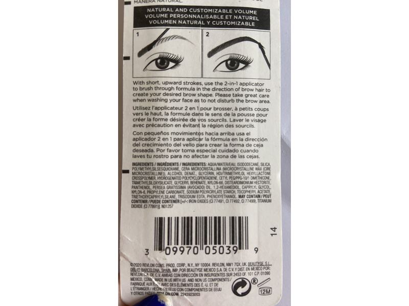 Revlon Colorstay Brow Fiber Filler Eyebrow Gel, 305 Dark Brown, 0.23 fl oz