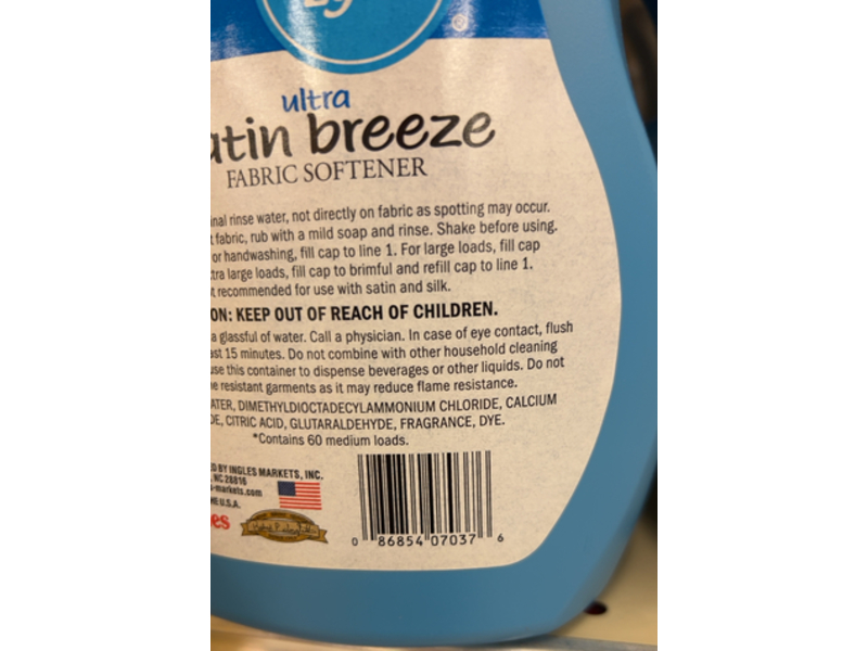 Laura Lynn Ultra Fabric Softener, Satin Breeze, 60 Loads,51 fl oz/1.51 L