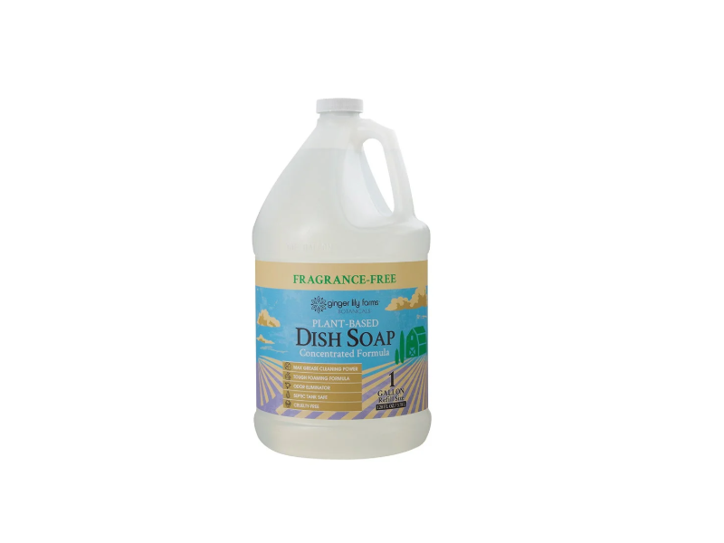 Ginger Lily Farms Botanicals Plant-Based Dish Soap, Fragrance Free, 128 fl oz/3.78 L