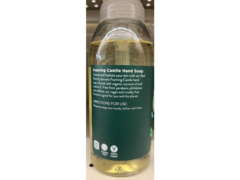 Real Root By Sprouts Foaming Castile Hand Soap, Peppermint, 13 fl oz/385 g