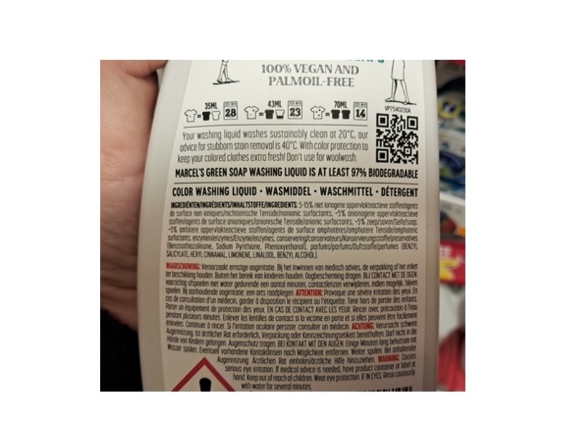 Marcel's Green Soap Color Washing Liquid Detergent, Peach Jasmine, 23 Loads, 1 L