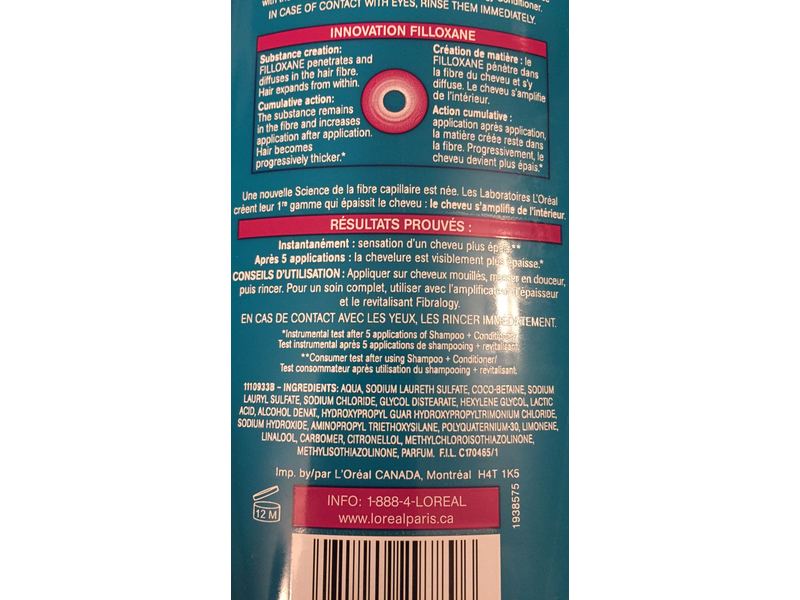 L'Oreal Paris Hair Expertise Shampoo, Fibralogy, 385 mL