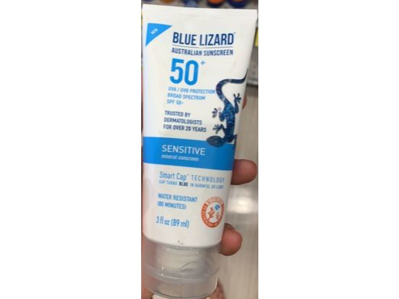 Blue Lizard Sensitive Mineral Sunscreen, SPF 50+, 3 fl oz/89 mL