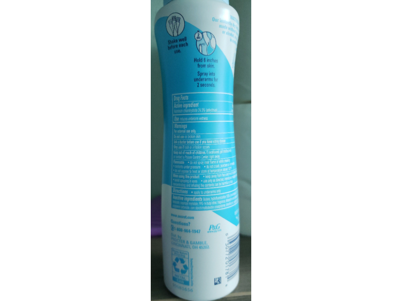 Secret Dry Spray Antiperspirant Deodorant, Waterlily + Argan Oil, 4.1 oz/116 g, Pack Of 3