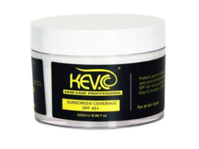 Kev.C Skin Care Sunscreen Coverage, SPF 45+, 16.96 fl oz/500 mL