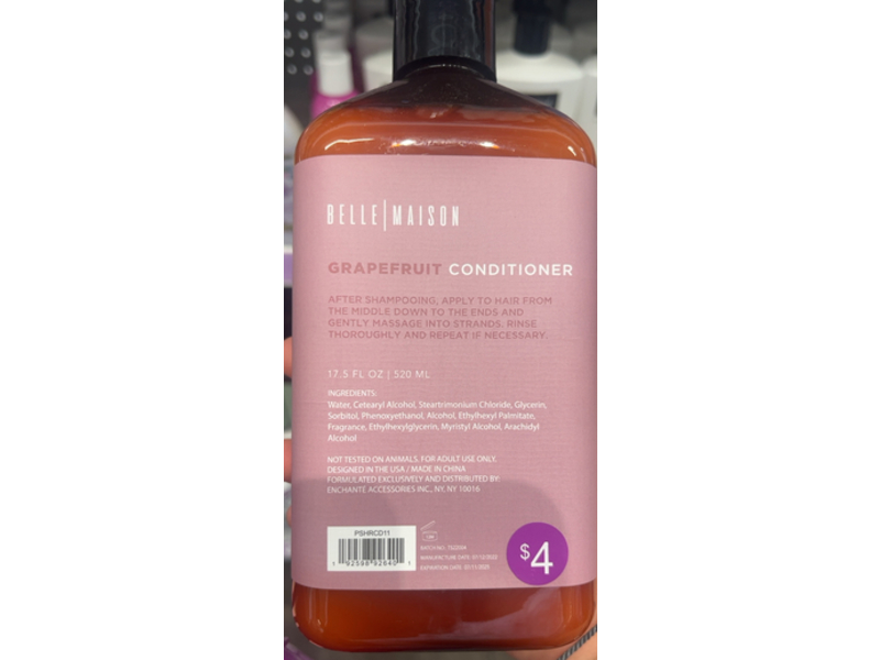 Belle Maison Conditioner, Soft & Detangles, Grapefruit, 17.5 fl oz/520 mL