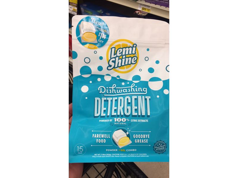 Lemi Shine Dishwashing Detergent, Powder + Gel Combo, 7.16 oz/203 g, 15 Pacs