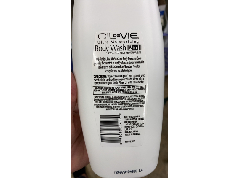 Oil De Vie 2 In 1 Ultra Moisturizing Body Wash, 18 fl oz/532 mL