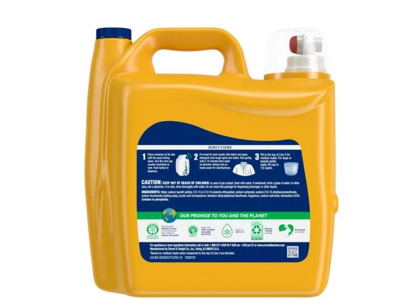 Arm & Hammer Sensitive Skin Plus Fresh Scent Liquid Laundry Detergent, 229.5 fl oz/6.78 L/170 loads