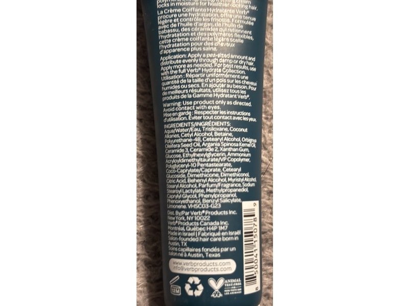 Verb Hydrate Styling Cream, 1 oz/30 mL
