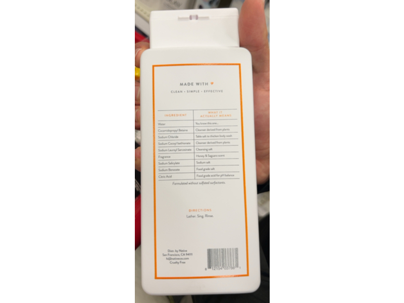 Native Body Wash, Honey & Saguaro, 18 fl oz/532 mL