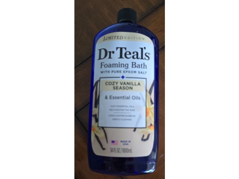 Dr Teal's Foaming Bath, Cozy Vanilla Season, 34 fl oz/1000 mL