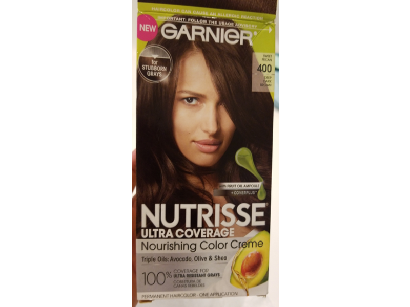 Garnier Nutrisse Ultra Coverage Nourishing Color Creme, Deep Dark Brown 400, 1 Application