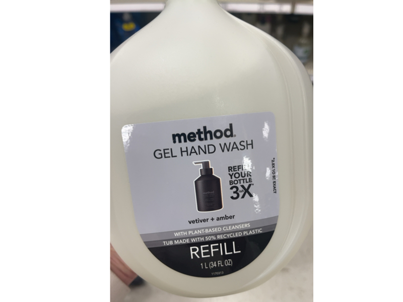 Method Gel Hand Wash, Vetiver + Amber, 34 fl oz/1 L