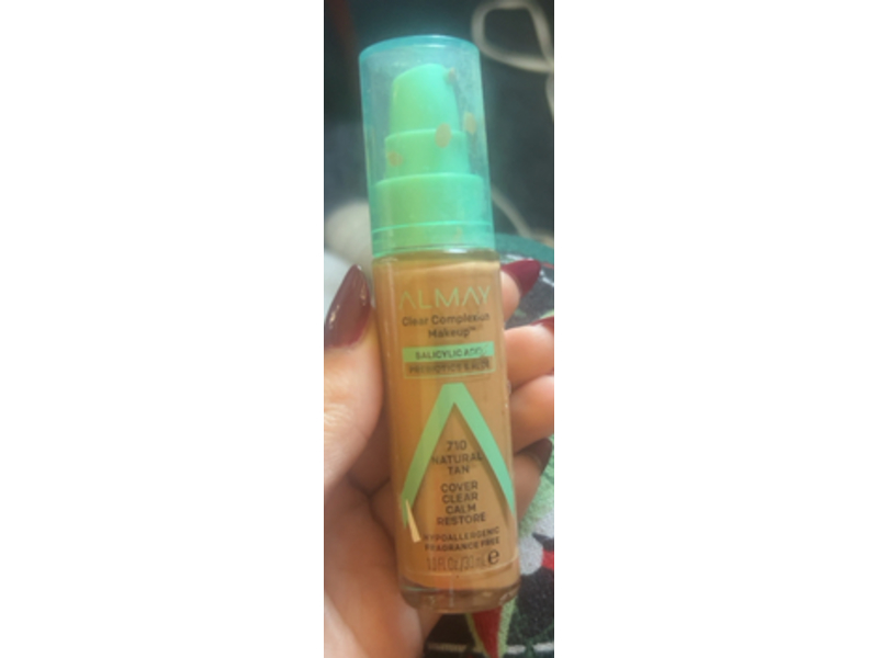 Almay Clear Complexion Makeup Foundation, 710 Natural Tan, 1.0 fl oz/30 mL