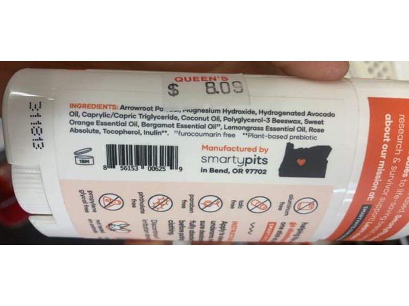 Smartypits Deodorant, Sensitive Skin, Sweet Orange Bergamot, 2.65 oz/75 g