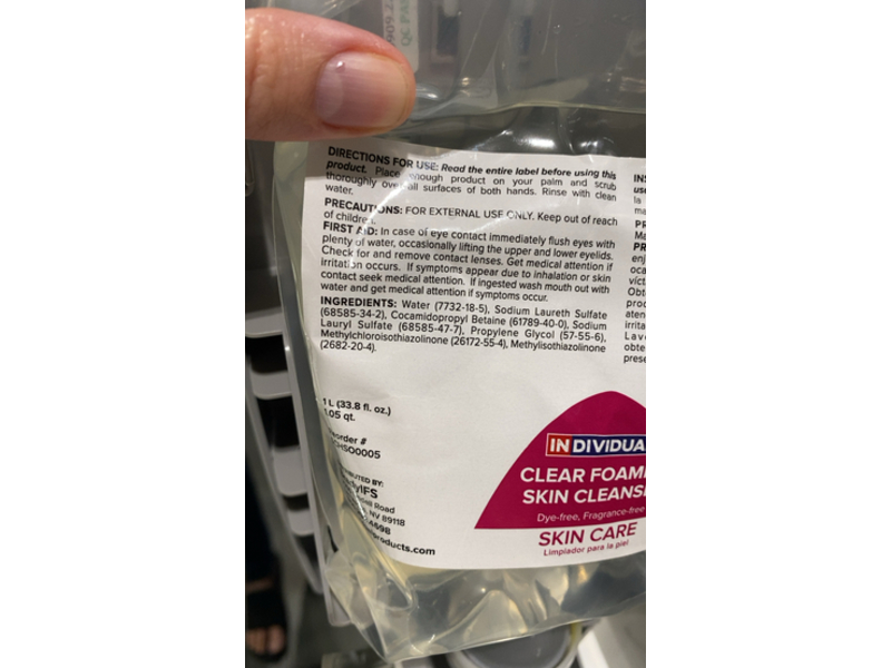 Individual Clear Foaming Skin Cleanser, 33.8 fl oz/1 L
