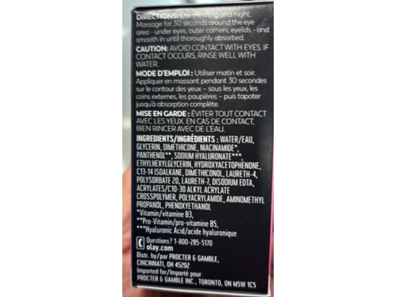 Olay Active Hydrating Eye Gel, Fragrance Free, Hyaluronic Acid, 0.5 fl oz/15 mL