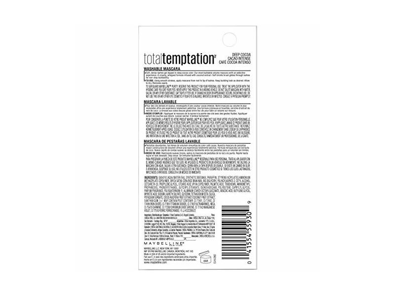 Maybelline New York Total Temptation Washable Mascara Makeup, Deep Cocoa, 0.27 Fluid Ounce
