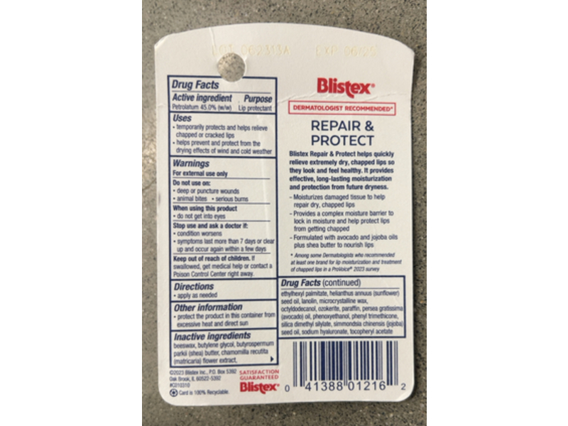 Blistex Repair & Protect Lip Protectant, 0.13 oz/3.69 g