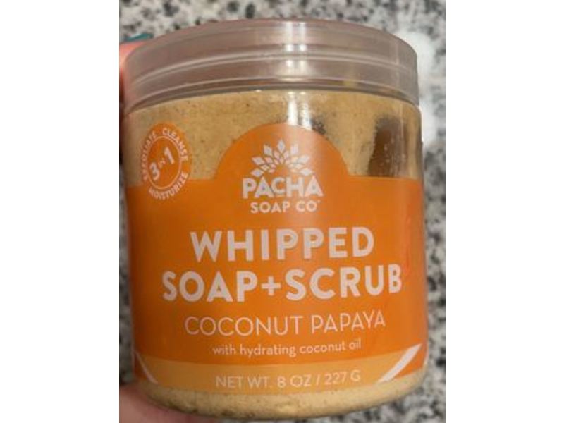 Pacha Soap Whipped Soap + Scrub, Coconut Papaya, 8 oz/227 g