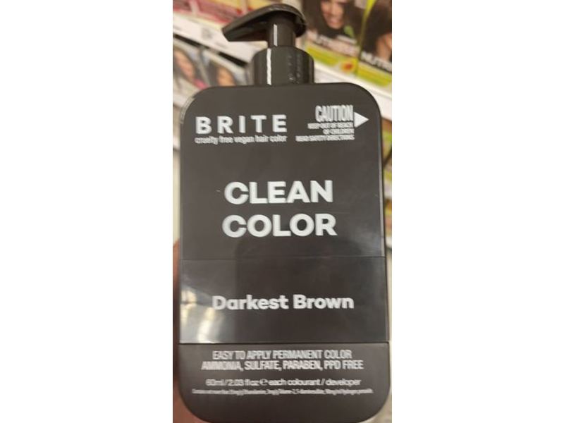 Brite Clean Hair Color, Darkest Brown, 2.03 fl oz/60 mL