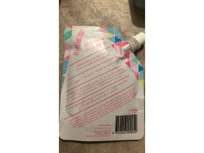 La'bang Body Hydrating Body Oil, Coconut, 3.4 fl oz/100 mL