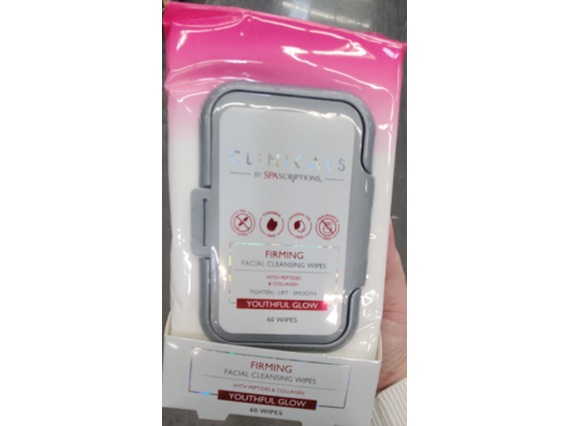 Spascriptions Firming Facial Cleansing Wipes, Youthful Glow, 60 Wipes