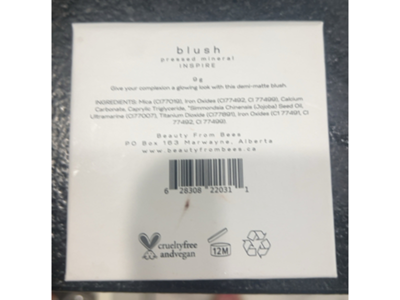 Beauty From Bees Pressed Mineral Blush, Inspire, 9 g